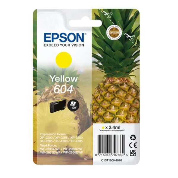 Cartucho epson 604 amarillo c13t10g44010 xp2200 wf - 2910 piña