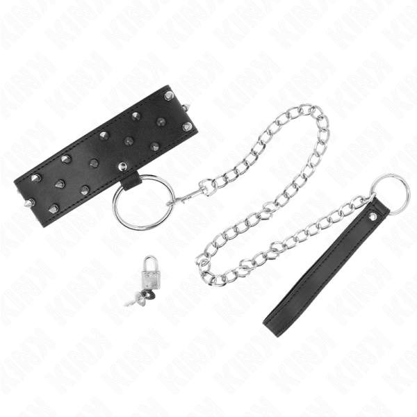 KINK - COLAR COM TRELA 65 CM COM PREGOS PRATA MODELO 5 AJUSTÃVEL 36-43 CM X 5 CM - Image 2