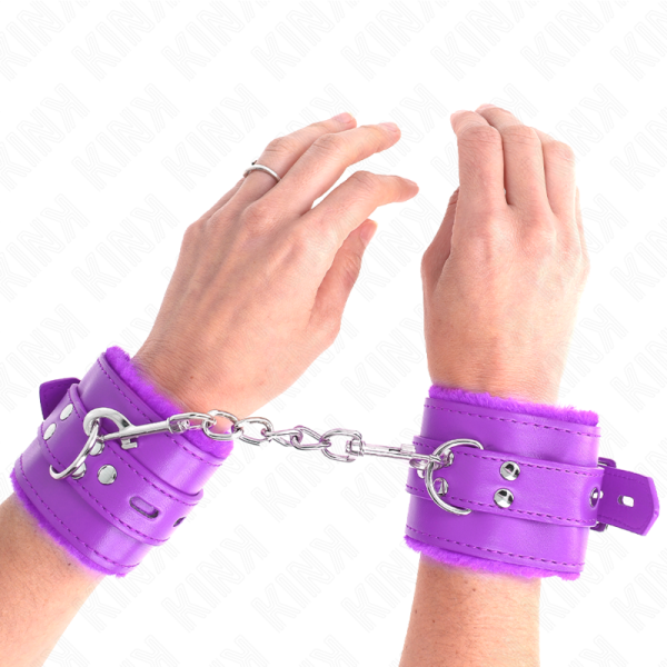 KINK - PULSO FORRO DE PELE COM FUROS QUADRADOS ROXO E CINTO ROXO AJUSTÃVEL 17-29 CM X 6 CM - Image 4