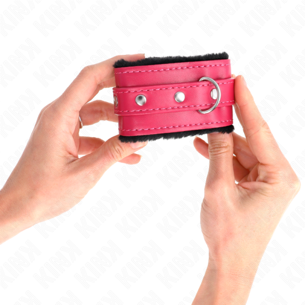 KINK - PULSO PREMIUM FORRO DE PELE PRETO COM CINTO RASPBERRY ROSE AJUSTÃVEL 17-29 CM X 6 CM - Image 3