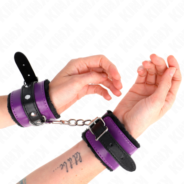 KINK - PULSO PREMIUM FORRO DE PELE PRETO COM CINTO ROXO / PRETO AJUSTÃVEL 17-29 CM X 6 CM - Image 4