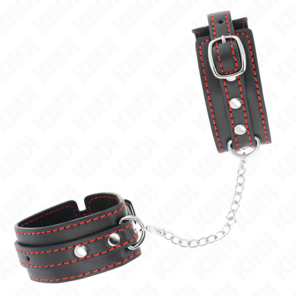 KINK - PEQUENOS PUNHOS PRETOS COM FORRO VERMELHO AJUSTÃVEIS 14-24 CM X 3,5 CM - Image 2