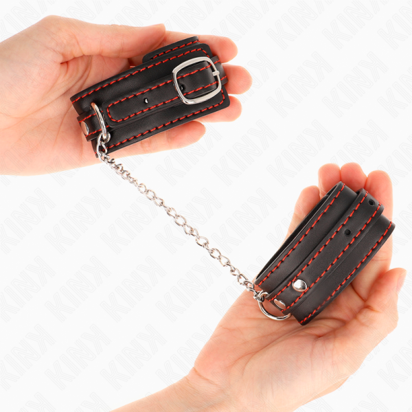 KINK - PEQUENOS PUNHOS PRETOS COM FORRO VERMELHO AJUSTÃVEIS 14-24 CM X 3,5 CM - Image 3
