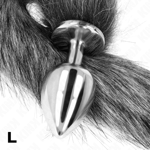 KINK - PLUG ANAL TAMANHO L 10 X 4 CM COM CAUDA SINTÃTICA 40 CM CINZA - Image 3