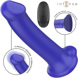 INTENSE - VICTORIA VIBRADOR COM VENTOSA 10 VIBRAÃÃES AZUL ESCURO CONTROLE REMOTO