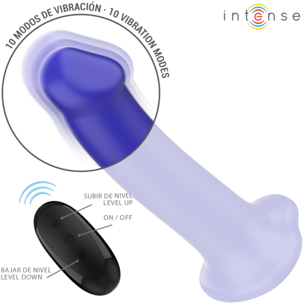 INTENSE - VICTORIA VIBRADOR COM VENTOSA 10 VIBRAÃÃES AZUL ESCURO CONTROLE REMOTO - Image 3