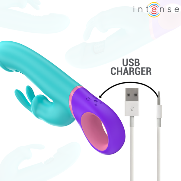 INTENSE - MONICA RABBIT VIBRADOR COM ESTIMULADOR G-SPOT ROTATIVO AZUL - Image 6