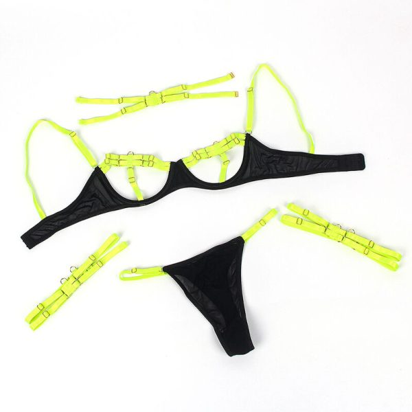 SUBBLIME - 955274 CONJUNTO DE SUTIÃ COM COLAR E DETALHES NAS PERNAS VERDE FLUORESCENTE S/M - Image 7