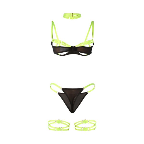 SUBBLIME - 955274 CONJUNTO DE SUTIÃ COM COLAR E DETALHES NAS PERNAS VERDE FLUORESCENTE S/M - Image 6