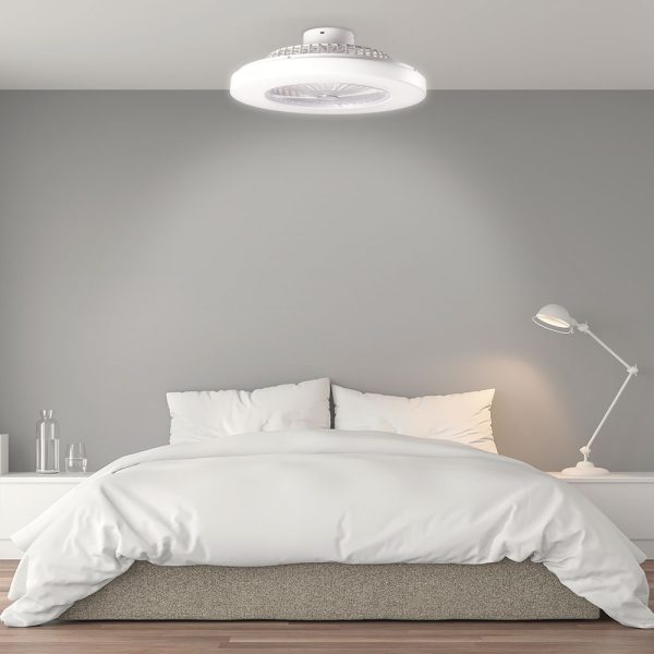 Fã de Teto 40W 2000Lm Iluminação LED Cct Variável Controle Controlo Remoto 50.000H - Branco[Ho-Ledfan-08-W]