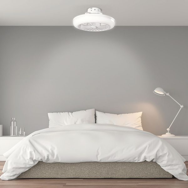 Fã de Teto 36W 1800Lm Iluminação LED Cct Variável Controle Controlo Remoto 50.000H - Branco[Ho-Ledfan-13-W]
