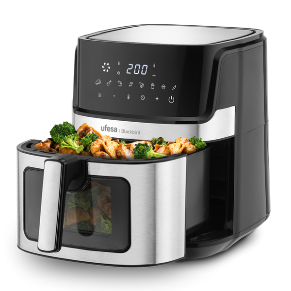 FREIDORA SIN ACEITE UFESA 72805716 BLACKBIRD 6,5L INOX VENTANA Y LUZ
