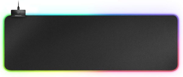 Mars Gaming MMPRGB2 Alfombrilla RGB XXL con HUB USB2.0 - Deslizamiento Nanotextil - Iluminacion RGB Control - Diseño XXL - 2 Puertos USB - Resistente y Flexible - 800x300mm - Color Negro