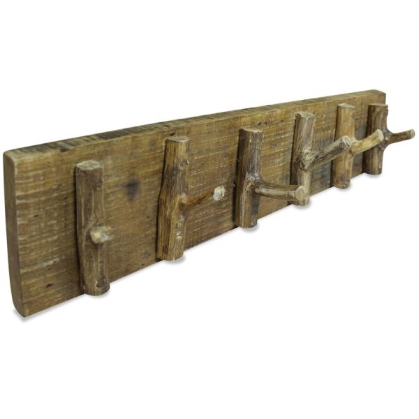 Bengaleiro de parede madeira reciclada maciça 60x15 cm