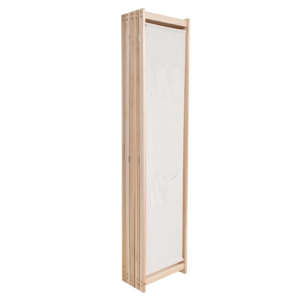Divisória de quarto com 5 painéis 200x170x4 cm tecido creme - Image 2