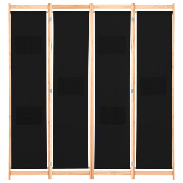 Divisória de quarto com 4 painéis 160x170x4 cm tecido preto - Image 2
