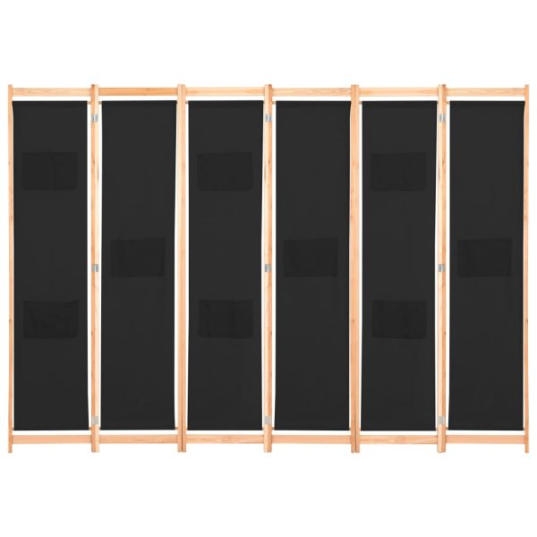 Divisória de quarto com 6 painéis 240x170x4 cm tecido preto - Image 2