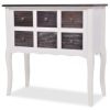 Mesa consola com 6 gavetas castanho e branco madeira - Image 2