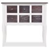 Mesa consola com 6 gavetas castanho e branco madeira - Image 3