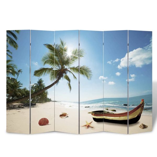 Biombo dobrável com estampa de praia 217x170 cm - Image 3