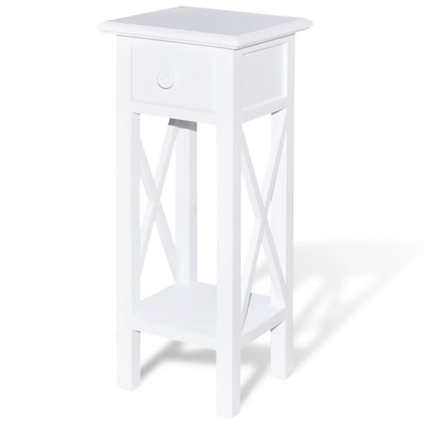 Mesa lateral com gaveta branco - Image 2