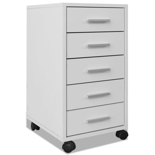 Unidade 5 gavetas p/ escritório com rodas, branco - Image 2
