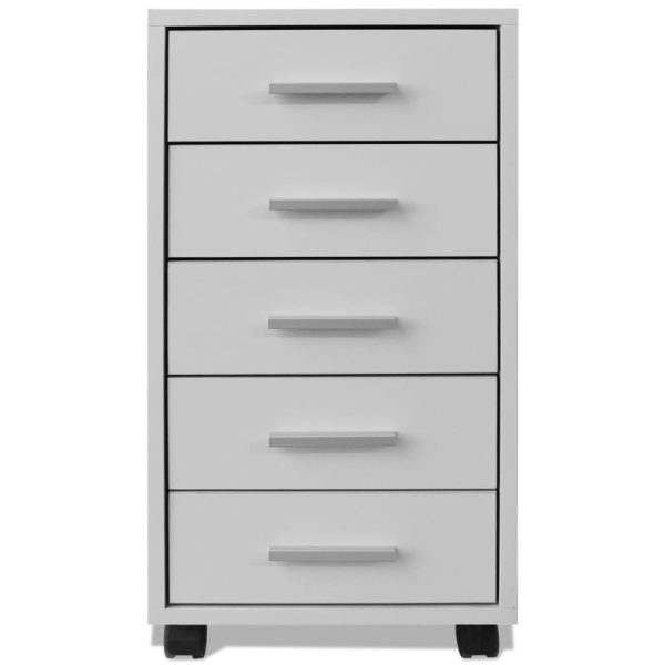 Unidade 5 gavetas p/ escritório com rodas, branco - Image 3