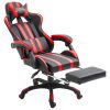 Cadeira de gaming c/ apoio pés couro artificial vermelho - Image 2