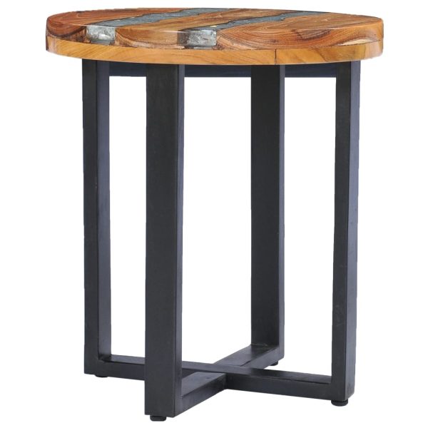 Mesa de centro 40x45 cm madeira de teca maciça e poliresina - Image 3