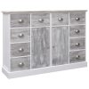 Aparador com 10 gavetas 113x30x79 cm madeira cinzento