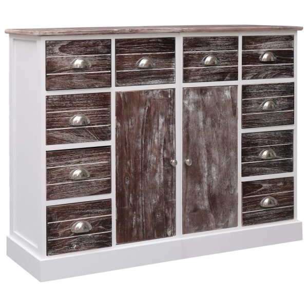 Aparador com 10 gavetas 113x30x79 cm madeira castanho