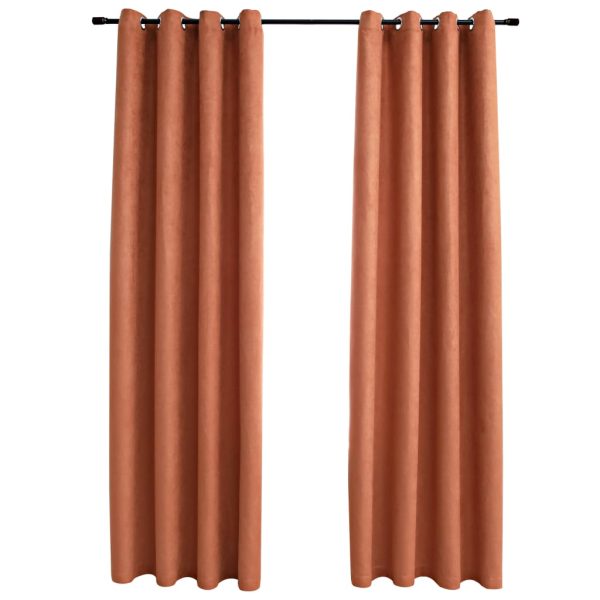 Cortinas blackout c/ argolas em metal 2 pcs 140x245 cm ferrugem - Image 2