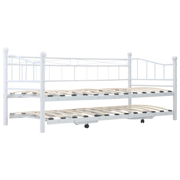 Estrutura de cama em aço 180x200/90x200 cm branco - Image 3