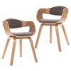 Cadeiras jantar 2pcs madeira curvada e tecido cinza-acastanhado - Image 2
