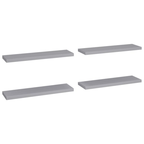 Prateleiras parede suspensas 4 pcs 90x23,5x3,8cm MDF cinzento - Image 2
