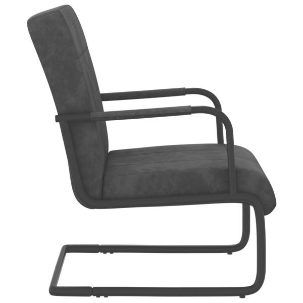 Cadeira cantilever veludo cinzento-escuro - Image 3