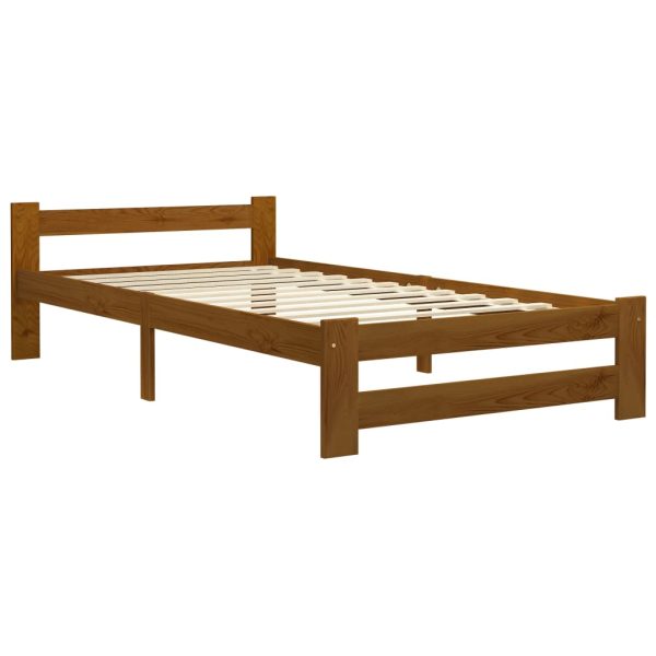 Estrutura de cama 90x200 cm madeira pinho maciço castanho mel - Image 2