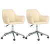 Cadeiras de jantar giratórias 2 pcs tecido cor creme - Image 2