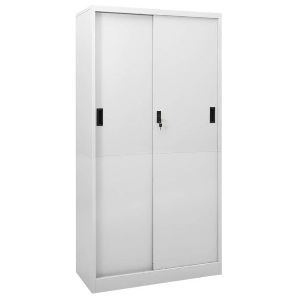 Armário escritório porta deslizante 90x40x180cm aço cinza-claro