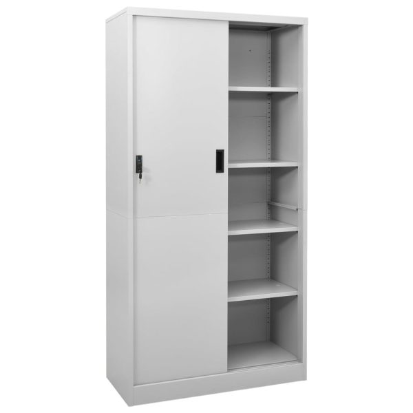 Armário escritório porta deslizante 90x40x180cm aço cinza-claro - Image 2