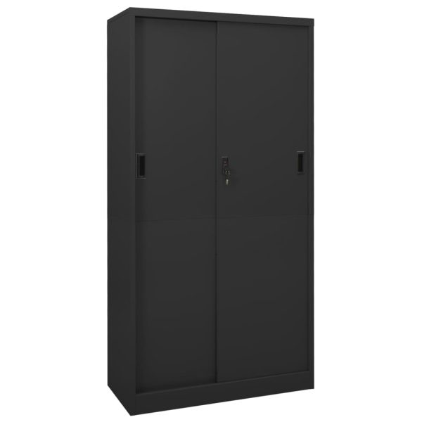 Armário escritório porta deslizante 90x40x180 cm aço antracite
