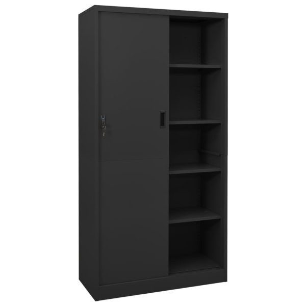 Armário escritório porta deslizante 90x40x180 cm aço antracite - Image 2