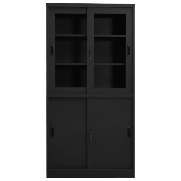 Armário escritório porta deslizante 90x40x180 cm aço antracite - Image 2