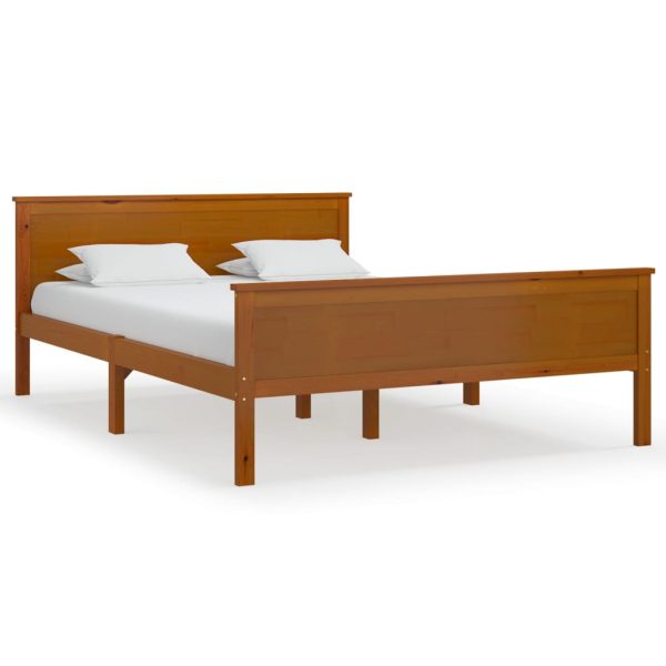 Estrutura de cama 140x200 cm pinho maciço castanho mel - Image 2