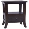 Mesa de cabeceira 40x40x45 cm mogno maciço preto claro
