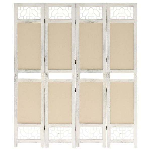 Biombo com 4 painéis 140x165 cm tecido cor creme