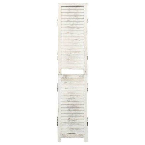 Biombo com 4 painéis 140x165 cm madeira branco antigo - Image 2
