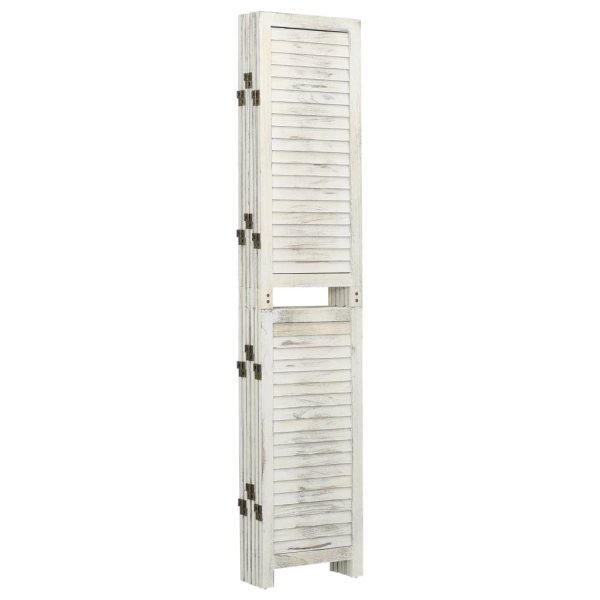 Biombo com 6 painéis 215x166 cm madeira branco antigo - Image 3