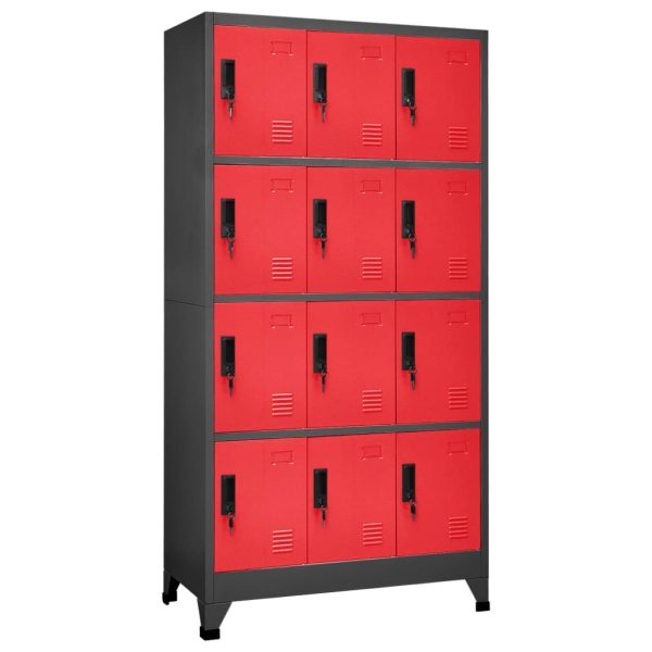 Cacifo aço 90x45x180 cm antracite e vermelho