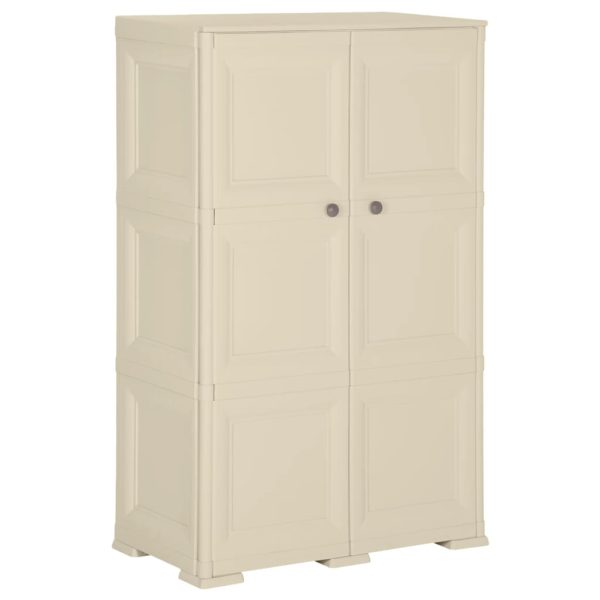 Armário de plástico 79x43x125 cm design de madeira branco nata